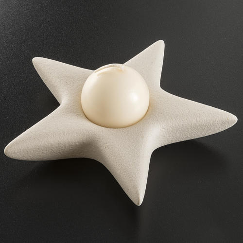 Christmas star candle holder in ivory porcelain gres 3