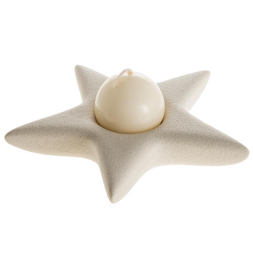 Christmas star candle holder in ivory porcelain gres 1