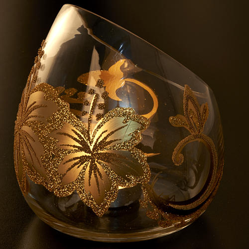 Porte bougie de Noel en verre décorations florales 5