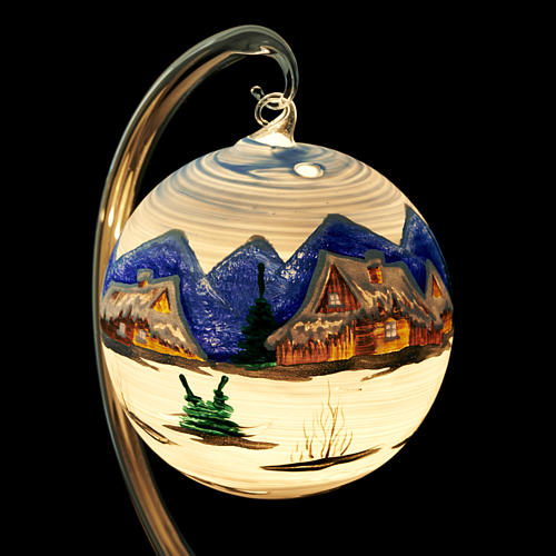 Porte bougie de Noel en verre soufflé peint 5