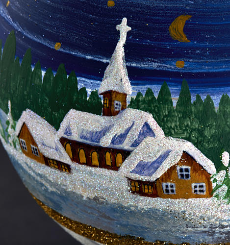 Porte bougie de Noel en verre soufflé paysage nuit 4