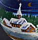 Porte bougie de Noel en verre soufflé paysage nuit s4