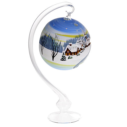 Lamp candle holder, painted snowy landscape 1