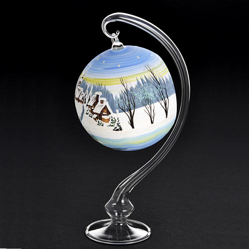 Lamp candle holder, painted snowy landscape 2