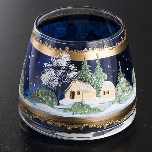 Ozdoba bożonarodzeniowa osłona szklana na Świece  malowane  ręcznie pejzaż 2