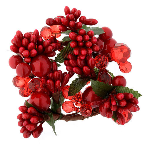 Décoration couronne Noël avec perles rouges 1