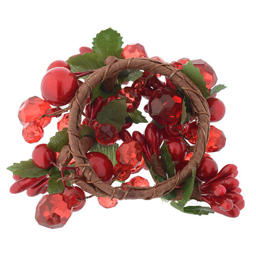 Décoration couronne Noël avec perles rouges 2