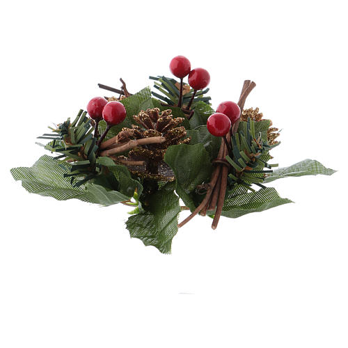 Christmas candle embellishment for spherical candle, pine cones and white stars 2