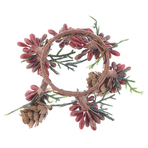 Garland for Christmas candles, red with berries 4cm diameter 2