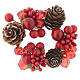 Christmas candle embellishment,red with berries and pine cones 4cm diameter s1