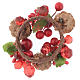 Christmas candle embellishment,red with berries and pine cones 4cm diameter s2