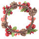 Christmas candle embellishment,red with berries and pine cones 8cm diameter s2