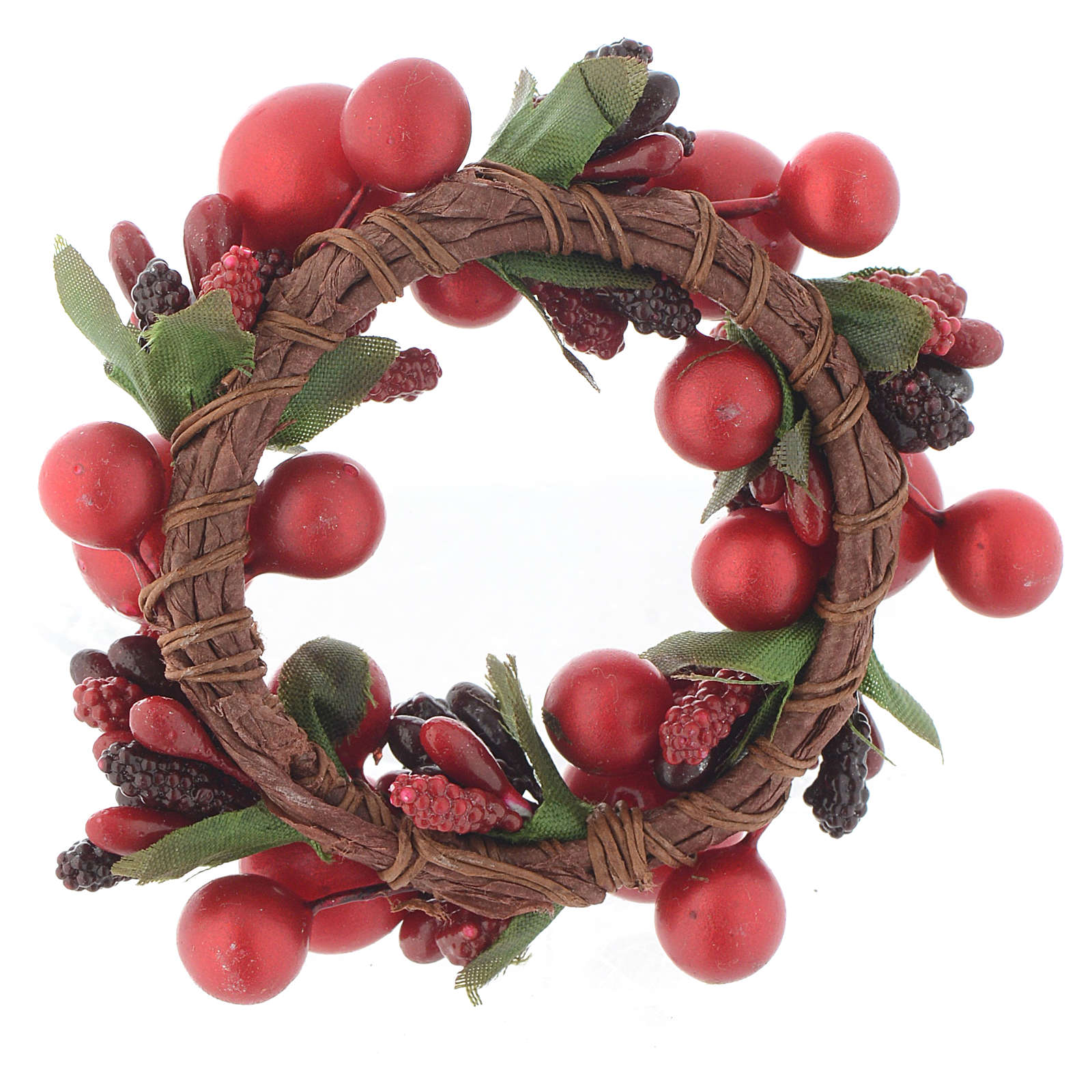 Christmas candle embellishment with red berries 4cm diameter online