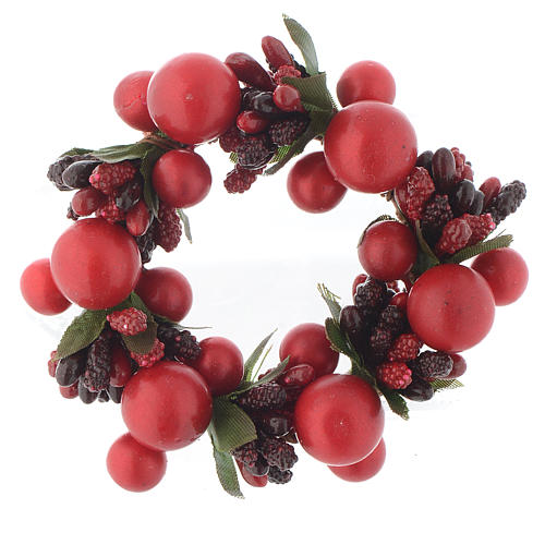 Christmas candle embellishment with red berries 4cm diameter 1