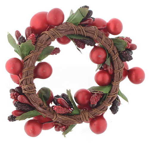 Christmas candle embellishment with red berries 4cm diameter 2