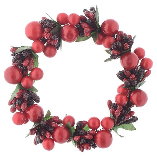 Christmas candle embellishment with red berries 8cm 1