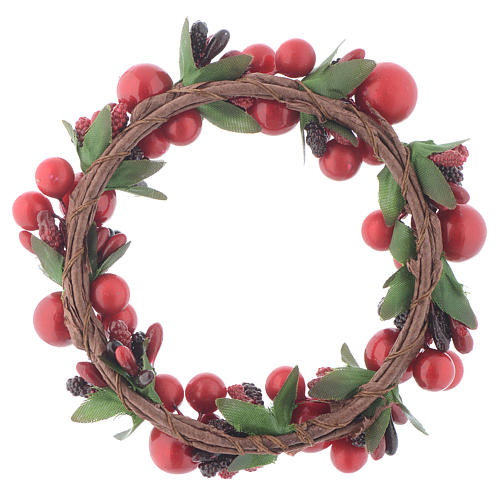 Christmas candle embellishment with red berries 8cm 2