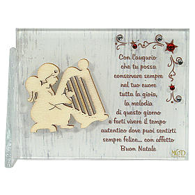Décorations Noël pour la maison: Cadre ange avec harpe phrase ITA 8,5x10 cm Décorations Noël pour la maison: Cadre ange avec harpe phrase ITA 8,5x10 cm