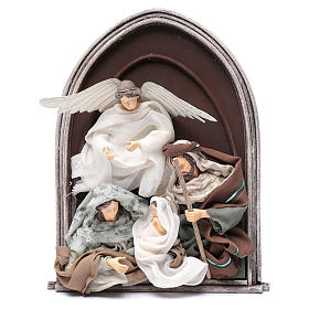 Painting in relief with nativity scene and angel in resin 40 cm