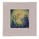 Weihnachstbild Heilige Familie blau und grün 10x10cm Ton s1
