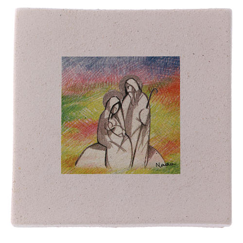 Nativity scene detailed picture in fireclay 10X10 cm 1