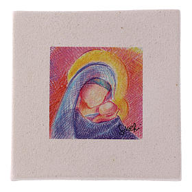 Christmas miniature Mary with Jesus in clay 10X10 cm