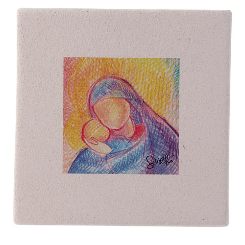 Cadre de Noël en argile Marie dorlote Jésus 10x10 cm 1