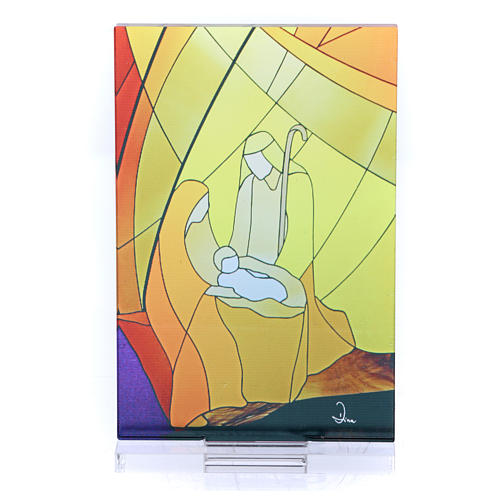Vitrail de Noël colorée Nativité classique 12,5x8 cm 1