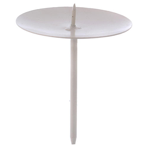 Suporte vela branco metal 10,5 cm 1