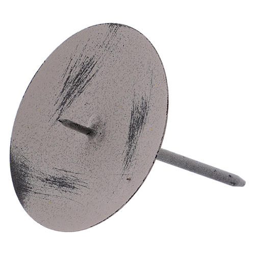 Support gris pour bougie 10,5 cm métal 2