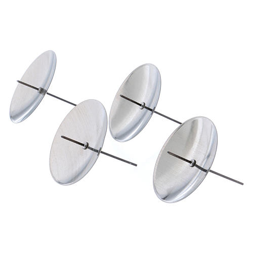 Candle base in silver coloured metal, diameter 55 mm, set of 4 pcs 2