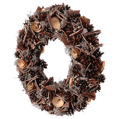 Advent wreath with pine cones and roses in wood, diameter 40 cm 3