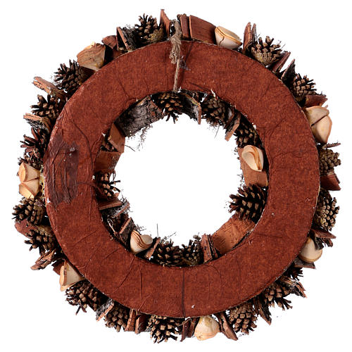 Wooden Christmas wreath with pine cones and roses, 40 cm 4