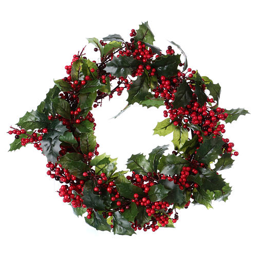 Christmas wreath with holly boughs, 40 cm 1