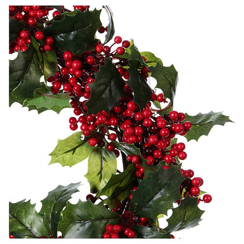 Christmas wreath with holly boughs, 40 cm 2