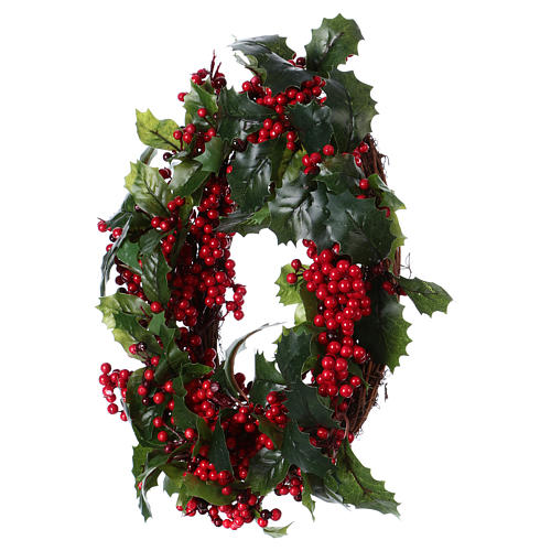 Christmas wreath with holly boughs, 40 cm 3
