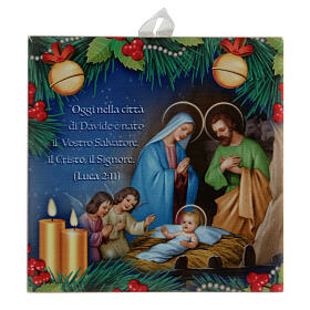 Bedruckte Fliese aus Keramik mit Christi Geburt und Gebet auf der Rűckseite