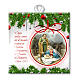 Ceramic tile with a Holy Family scene printed on the front and a prayer on the back s1