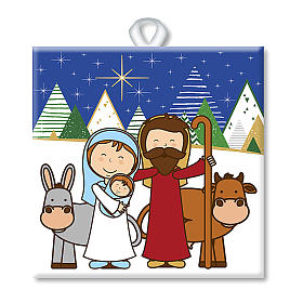 Décorations Noël pour la maison: Carreau céramique imprimée Nativité classique prière verso