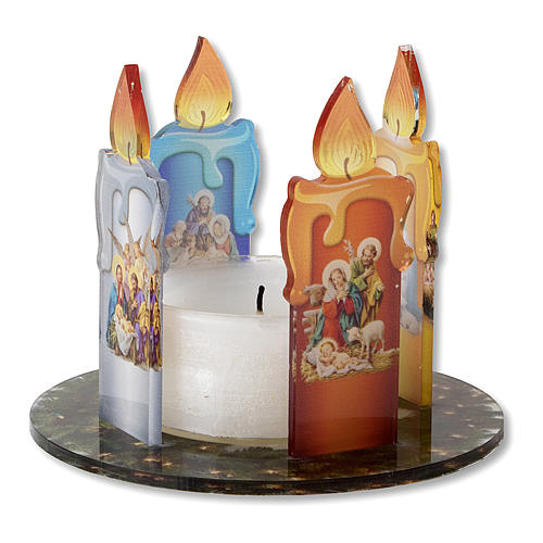 Advent wreath in plexiglass, garland and candles 1