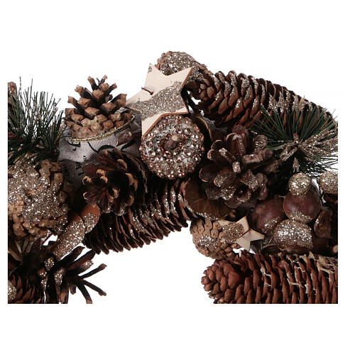 Corona Avvento Ghirlanda pigne nocciole diam. 33 cm 3