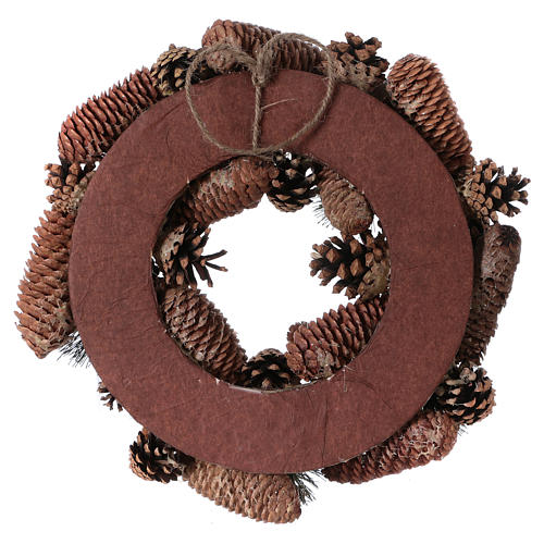 Coroa do Advento Guirlanda de Natal pinhas e bolotas diâm. 33 cm 3