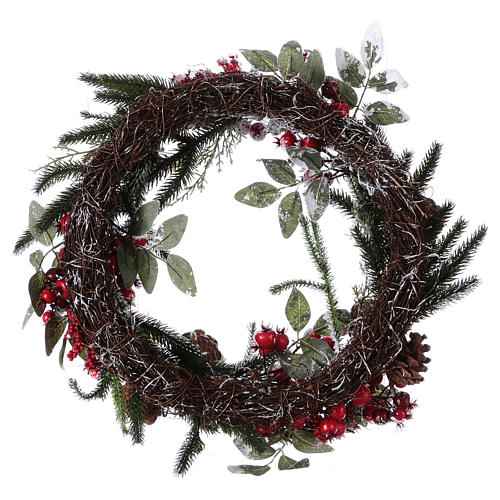 Advent wreath with berries and snow diam. 50 cm 3