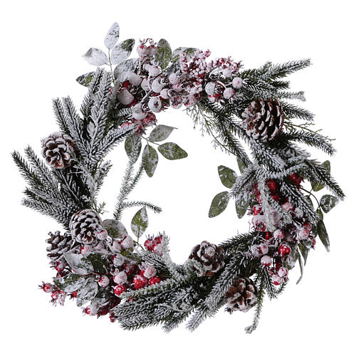Advent Wreath with snowed berries 50 cm diameter 1
