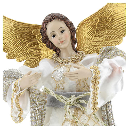 Annunciation Angel (Christmas Tree Tip) in resin with white cloth 28 cm 2