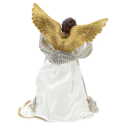 Anjo Anunciação ponteira tecido branco 28 cm resina 5