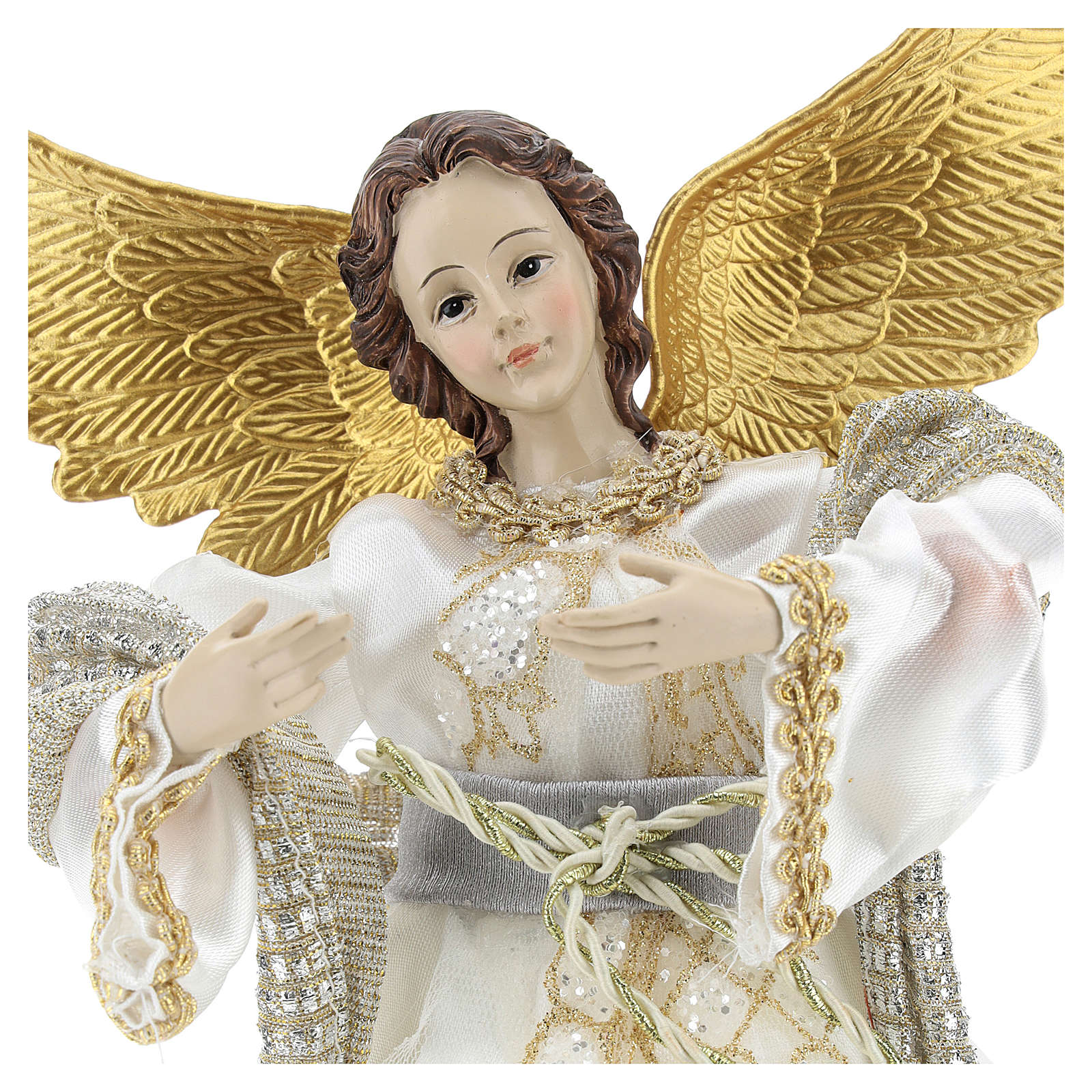 Gold Luxury Christmas 28cm Angel Decoration Christmas Tree Top Topper with Feather Wings