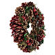 Advent wreath with pine cones and berries 30 cm in diameter Red finish s4