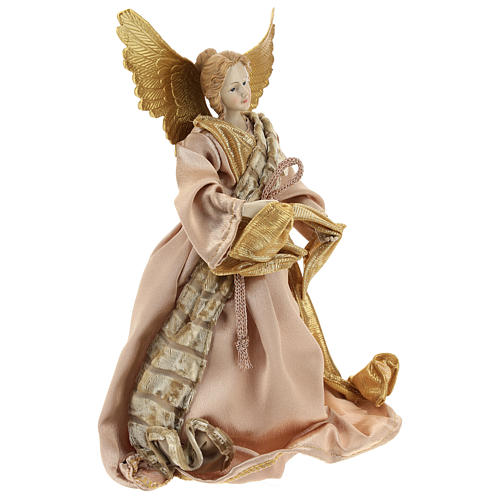 Anjo Anunciação ponteira tecido ouro 28 cm resina 4