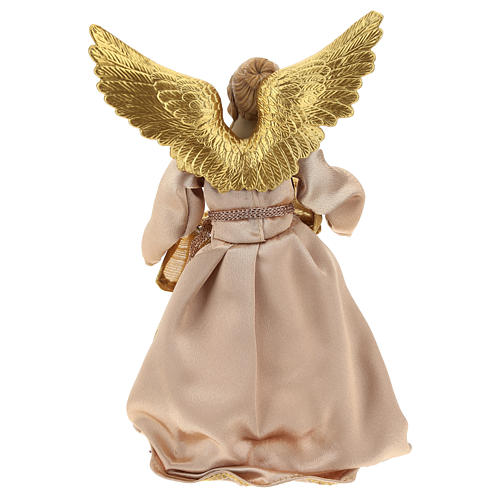 Anjo Anunciação ponteira tecido ouro 28 cm resina 5